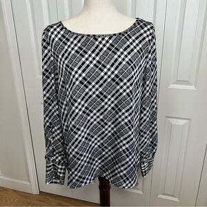 Express Black and White Plaid Blouse Size Large